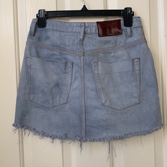 one teaspoon women’s high waist super fitted jean mini skirt raw hem size 26 - Picture 2 of 12